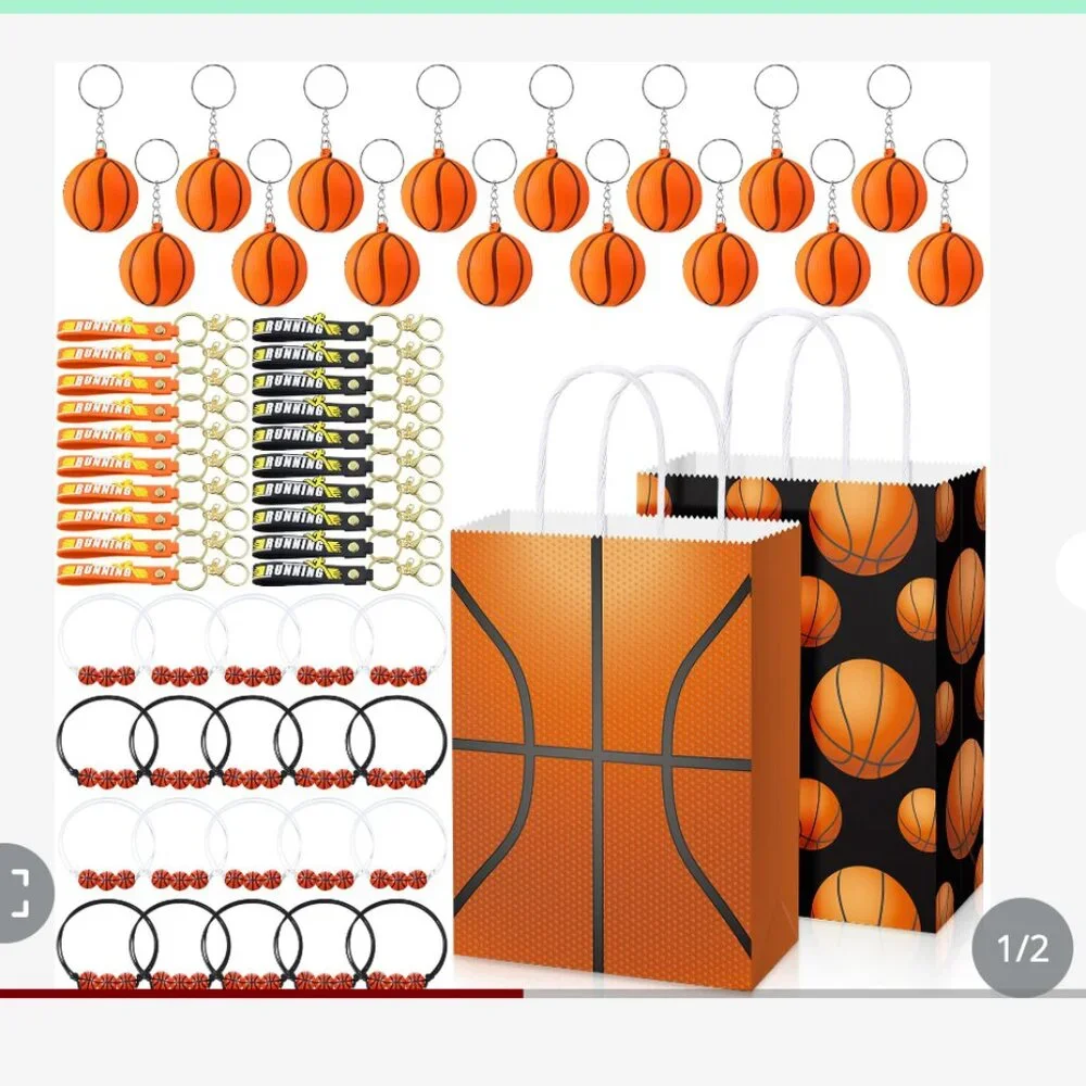 16 Pcs Basketball Party Favors Set Basketball Charm Bracelets NEW